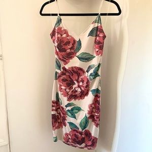 Fitted Mini Dress with Flower/Rose Detail